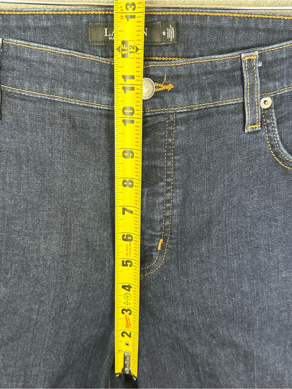 LRL Ralph Lauren Jeans Womens 18 Blue Dark Wash Straight Leg Denim Stretch - Picture 10 of 10